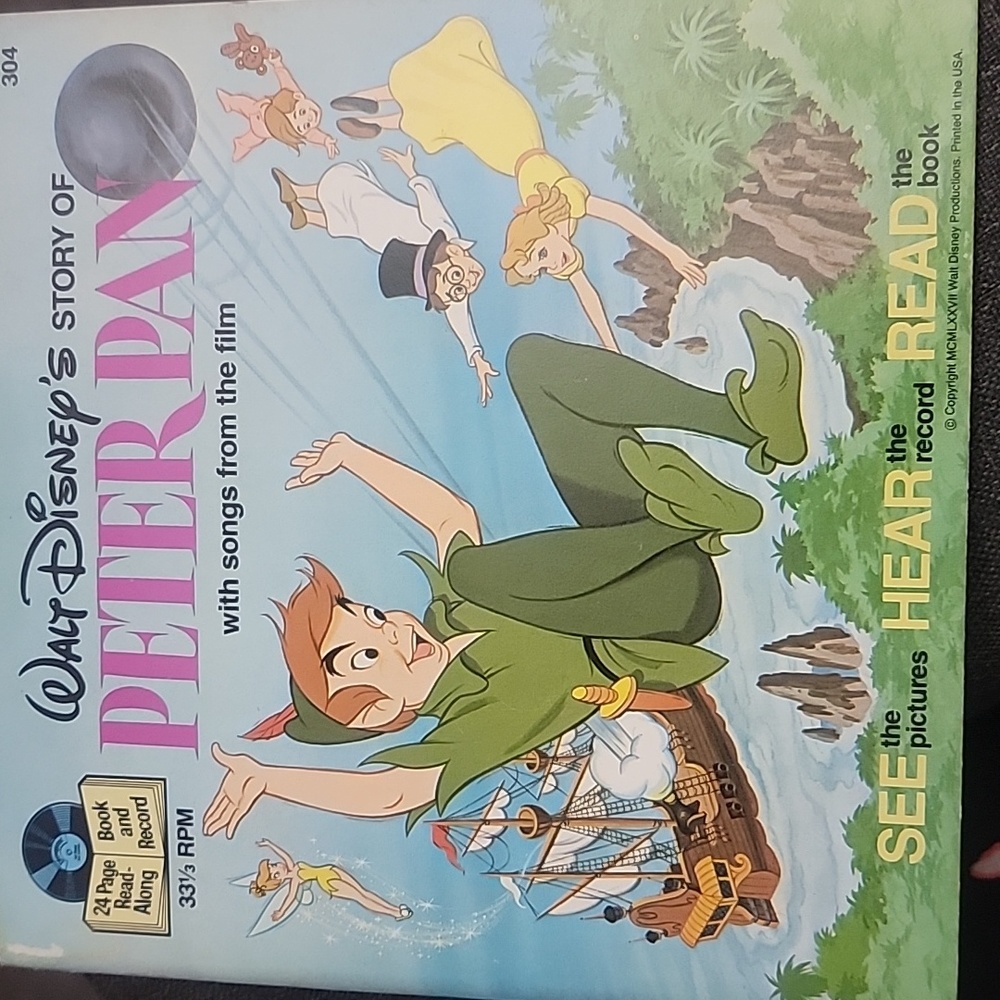 Disney Peter Pan book with record Never used